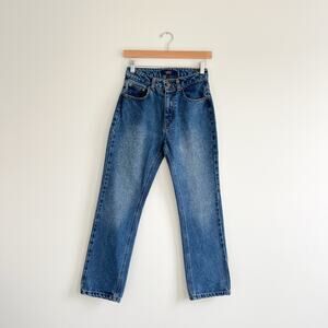 Roberto Cavalli Class NWT Straight Leg High Rise Cropped Denim Blue Jeans 25